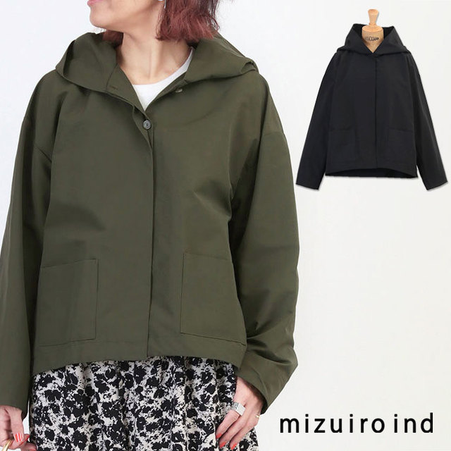 mizuiro ind ミズイロインド フード付きショートジャケット 1-279930 24 -KHAKI | jolisacweb