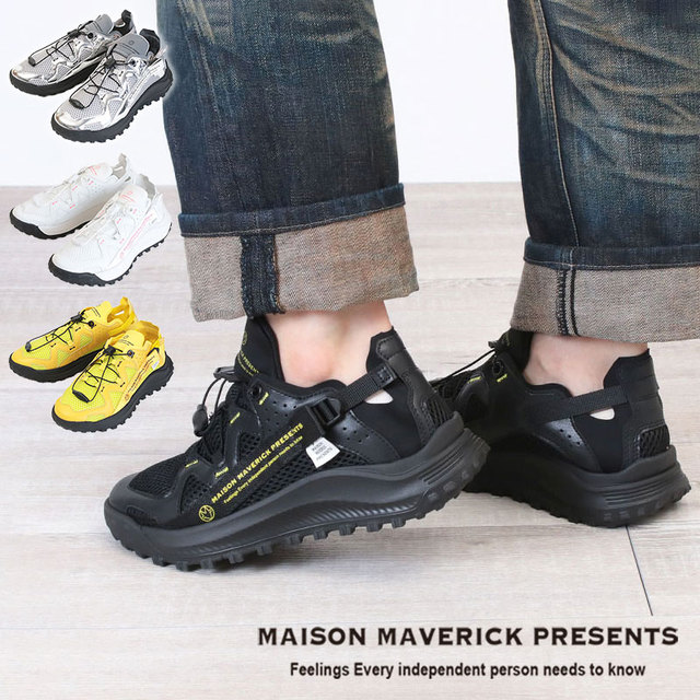 MAISON MAVERICK PRESENTS スニーカー 軽量 メゾンマベリックプレゼンツ ストレッチスニーカー MS2452 BLACK 23  jolisacweb