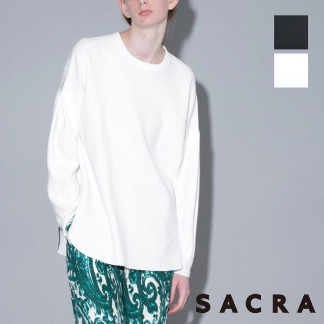 SACRA サクラ カットソー DOUBLE-FACE COTTON TOP 124142091 BLACK