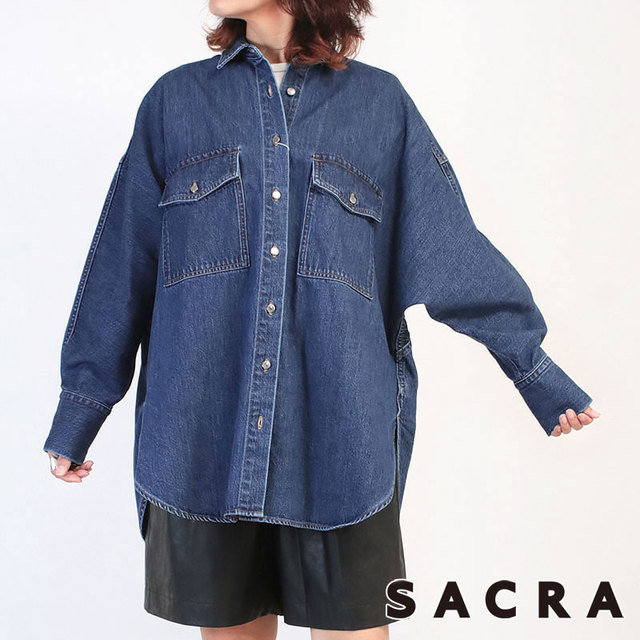 SACRA サクラ デニムシャツ オーバーサイズ ワイドシルエット お洒落 メイン画像