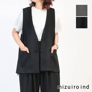 mizuiro ind ミズイロインド ベスト deep V neck wide vest 3-230067