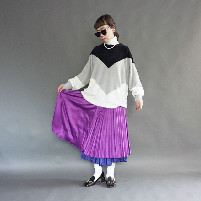 即納】 THOMAS MAGPIE トーマスマグパイ bicolor pleated skirt バイ