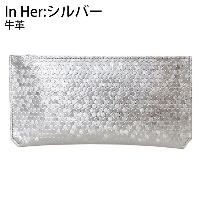 n.number エヌナンバー ケース ウォレット 財布 長財布 In Her シリーズ SD7001 SILVER シルバー 正面