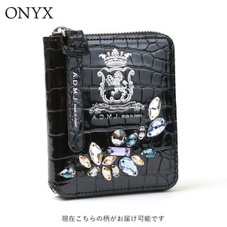 ADMJ 財布 グレージングポロサス / クリスタル クロコダイル スモールウォレット エーディーエムジェイ 24SA06007 ONYX|ADMJ エーディエムジェイ 財布 クロコダイル ポロサス グレージング スワロフスキー 豪華 ラグジュアリー キラキラ 新作 ONYX