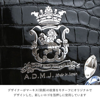 ADMJ 財布 グレージングポロサス / クリスタル クロコダイル スモールウォレット エーディーエムジェイ 24SA06007 ONYX|ADMJ エーディエムジェイ 財布 クロコダイル ポロサス グレージング スワロフスキー 豪華 ラグジュアリー キラキラ 新作 エンブレム