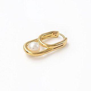 MARIA BLACK マリアブラック ピアス Joined Paths 100972 YELLOW GOLD GOLD　LEFT|MARIA BLACK マリアブラック ピアス 片耳 淡水パール 国内限定 ゴールド 厚み